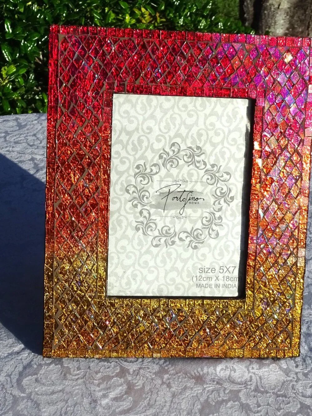 Portofino Red/Orange/Yellow Glass Picture Frame Holds 5